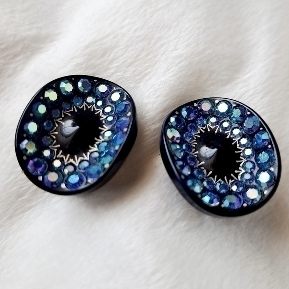 VINTAGE 60S 70S MIDNIGHT SKY CLIP EARRINGS - Picture 5 of 5